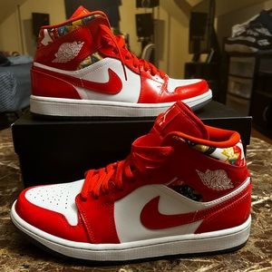 Men’s Air Jordan 1’s Barcelona mid red Sz 9.5 (Pre-Owned)